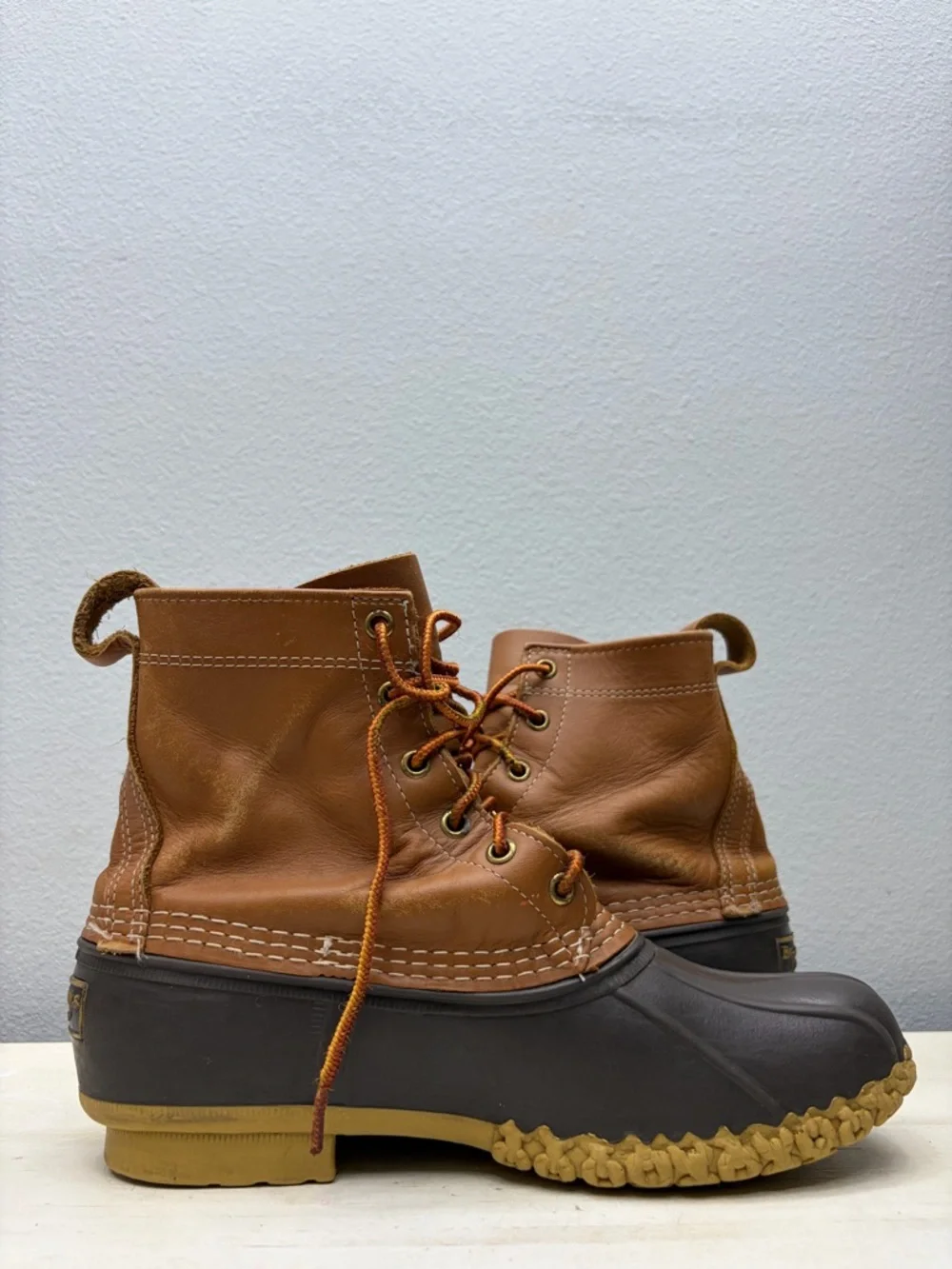 L.L. Bean Brown Leather/Rubber Duck Boots Size 9 (EM)